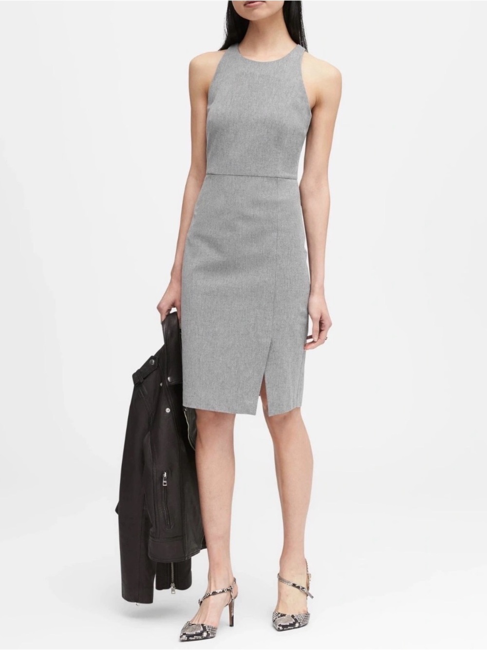 Banana Republic Twill Racer-Neck Sheath Dress - Size 12 TALL - Like New